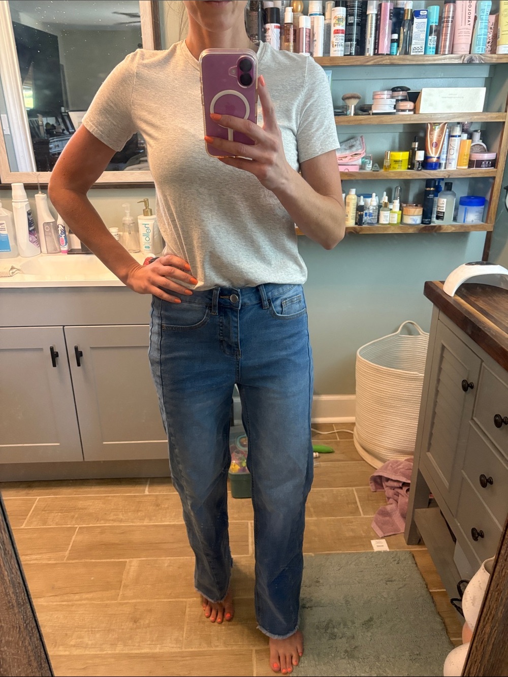 Sidefeel Women’s Wide-Leg Blue Jeans